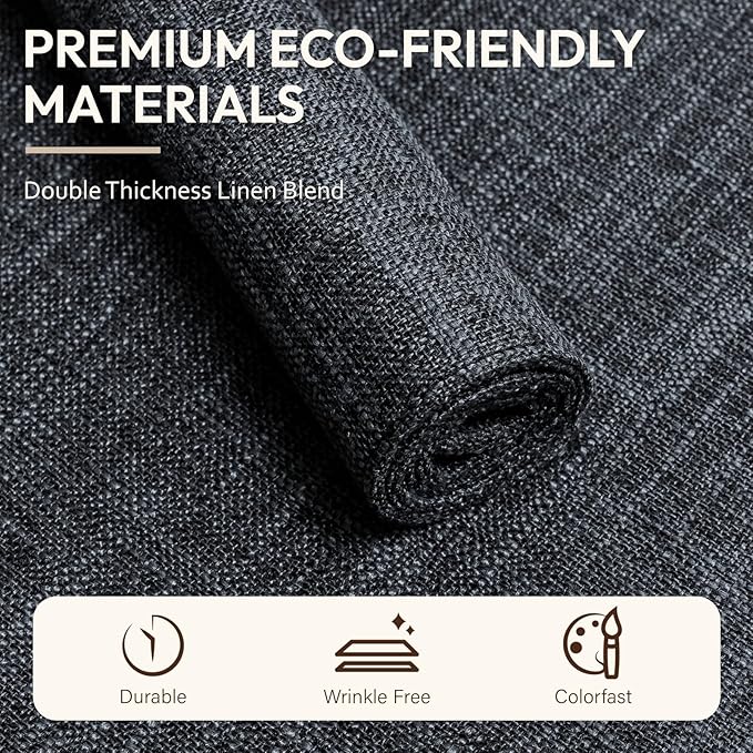 Placemats Set of 6, Dual-Layered Thickened Faux Linen Cloth Place Mats Heat Resistant Machine Washable Wrinkle Free Table Mats Indoor/Outdoor (Dark Grey)