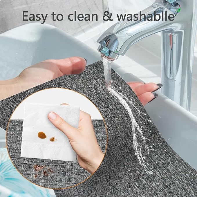 DACHUI Placemats Set of 6, Linen Look Woven Place Mats, Water Resistant, Heat Resistant, Washable, Durable Table Mats (Dark Grey)
