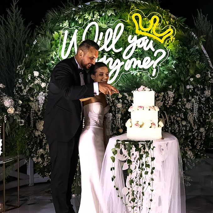 Will You Marry Me Neon Sign for Wall Decor,Will You Marry Me Sign Proposal Decorations,Marry Me Wedding Sign for Proposal,Wedding Party,Valentines Day,Marry Me Light up Decor,15.7 * 8.7 inch(D252)