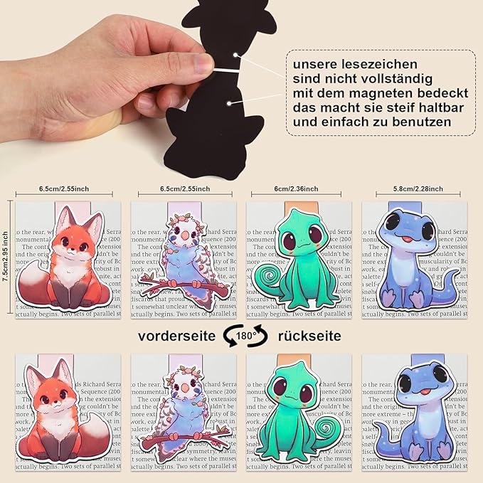 Cute Magnetic Bookmarks, Animals Book Page Markers, Book Marks for Kids Book Lovers Students Teachers Reading