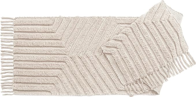 Boho Runner Rug 2x6' Washable Kitchen Rugs with Tassels Indoor Farmhouse Rugs for Bedroom Aesthetic Tufted Rug for Laundry Room Doorway Living Room_Pestal Linen