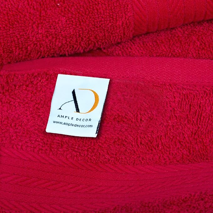 Ample Decor Hand Towel 18 X 28 Inch Pack of 52 600 GSM 100% Cotton, Soft Absorbent Thick Durable Premium Quality, for Hotel, Bathroom, Spa, Daily Use, Gym - Machine Washable - Red