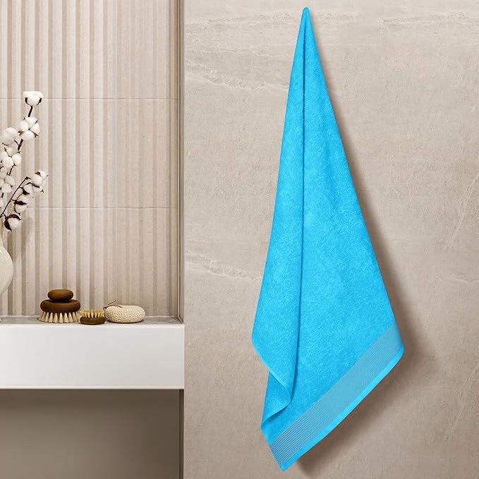 Belizzi Home Ultra Soft 4 Pack Oversized Bath Towel Set 27x54 inches, 100% Cotton Bath Towels, Highly Absorbant Compact Quickdry & Lightweight Towel, Ideal for Gym Travel Camp Pool - Turquoise Blue