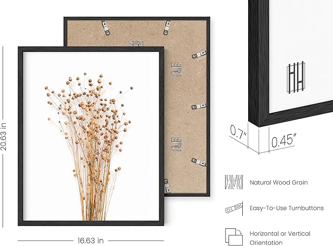 HAUS AND HUES Flower Wall Decor - Set of 4 Floral Wall Art, Floral Wall Decor, Flower Wall Art, Flower Painting with Frame, Floral Pictures Wall Decor, Flower Pictures Wall Decor (Black Frame, 16x20)