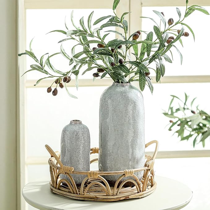 Flower Vase Ceramic,White Vases Set of 2,Flower Vases for Home Decor,Decorative Vase for Pampas Grass, Boho Decorative Vase for Home Living Room Dining Table Farmhouse Office Decor