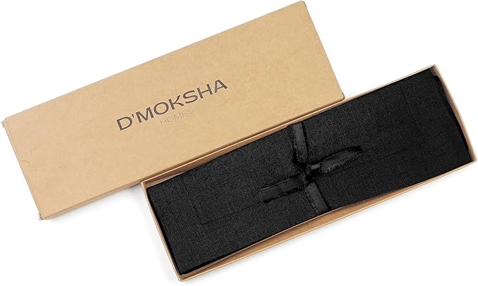 D'Moksha Homes Linen Black Placemats Set of 4-100% Pure Linen Placemats 14 x 19 Inch for Summer - Handcrafted and Machine Washable