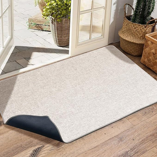 Yancorp 2.6'X4''Ultra Thin Big Bathroom Rugs,Low Profile Bath Mat Non Slip Fit Under Door Absorbent Shower Rug Washable Large Indoor Door Mat