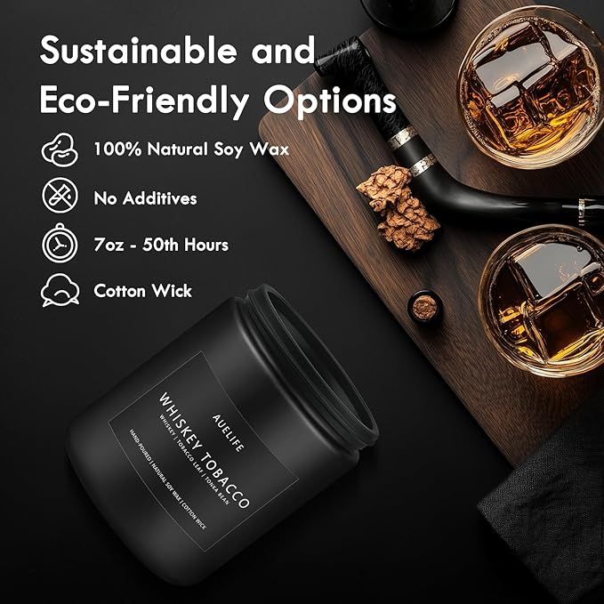 Scented Candles Set | Gifts for Men - 4Pack Masculine Candle for Father's Day, Soy Candle for Home Scented, Aromatherapy Gifts Scents of Caramel Coffee/Whiskey Tobacco/Rum & Oak/Vintage Leather