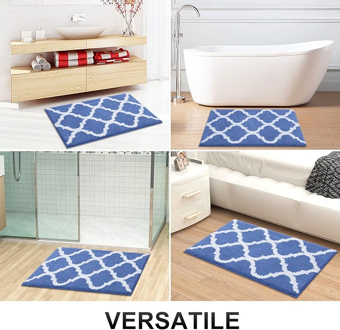 OLANLY Bathroom Rugs 71x24, Soft and Absorbent Microfiber Bath Rugs, Non-Slip Shaggy Shower Carpet, Machine Wash Dry, Bath Mats for Bathroom Floor, Tub and Shower, Blue