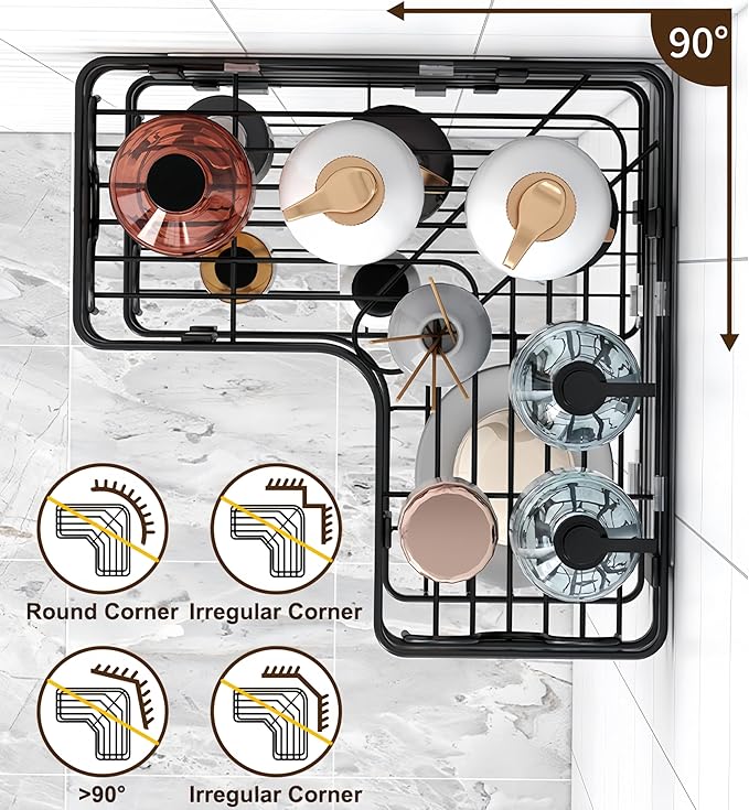 Corner Shower Caddy,3 Pack Rustproof Corner Organizer Shelves,No Drilling Stainless Steel Shower Organizer for Bathroom,Bathtub,Shower Pan,Bath Accessories Shower Caddies(Black)