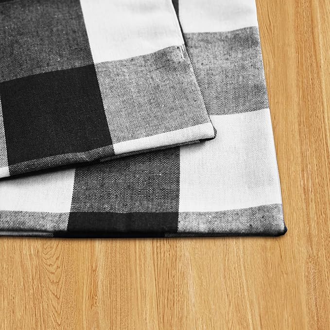 Black & White 2 Side Cotton Buffalo Check Placemats Set of 4 Heat Resistant Dining Table Place Mats for Kitchen Table, 12 x 18 inches