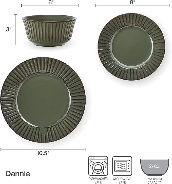 Pfaltzgraff Dannie 12 Piece Dinnerware Set, Service for 4, Gray