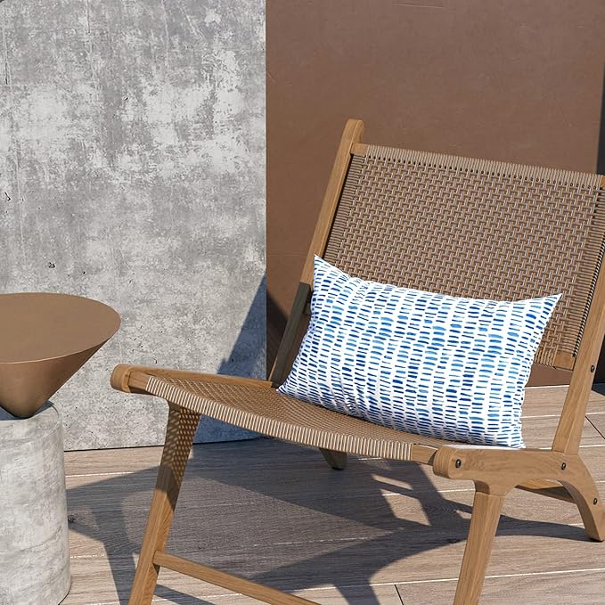 LVTXIII Outdoor Lumbar Pillow Covers ONLY, Patio Decorative, Fluffy Fade-Resistant Cushion Cases for Home Balcony and Garden, 12x20 Inch, Pack of 2, Pebble Blue