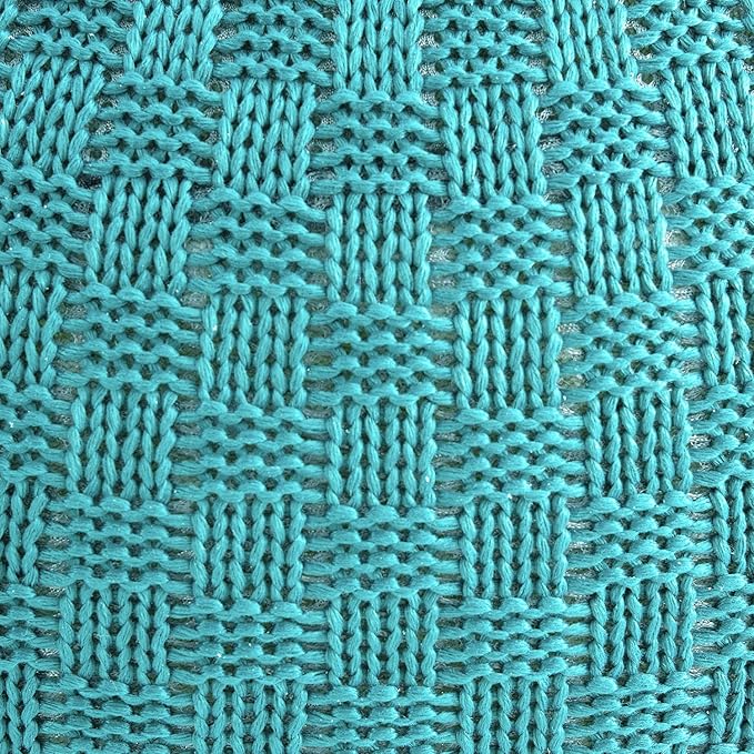 ARTPLAN Round Knit Pouf Hand Knitted,Outdoor Ottoman Foot Rest,Boho Home Decor for Living Room-Bedroom