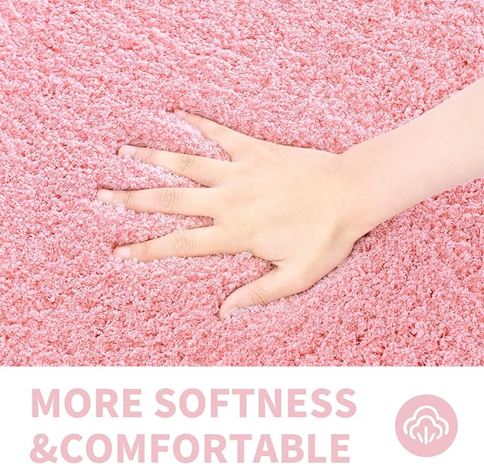 CozeCube Pink Bathroom Rug 59" x 24", Bath mats for Bathroom Non Slip, Ultra Soft Bath Rugs Washable, Plush Microfiber Area Rugs for Bedroom, Runner Rug