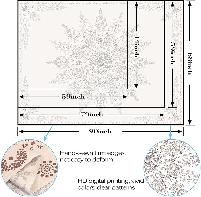 Lunerfex Boho Floral Tapestry Mandala Wall Tapestry, Cute Tapestries for Bedroom Beige Flower Tapestries Wall Hanging for Bedroom Living Room Wall Decor Beige-2 60"x80"