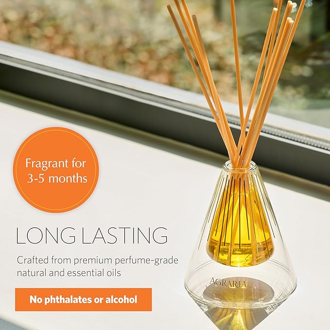 Agraria Bitter Orange Reed Diffuser Set, 12 Reeds Essential Oil Freshener Sticks, Scent Diffusers for Home Fragrance, Scented Oil Diffuser Gift Box