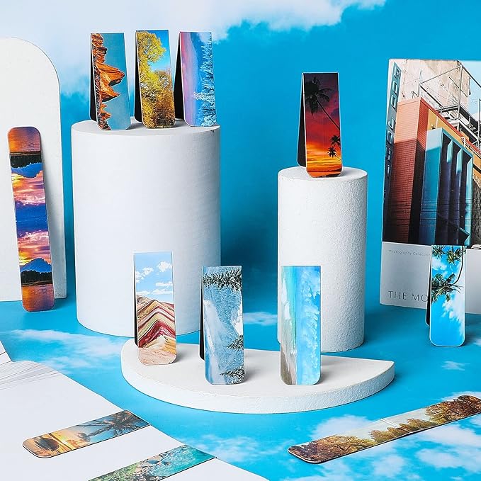 24 Pieces Magnetic Book Markers Adventure Magnetic Bookmarks Book Markers for Women Magnet Page Markers Set Book Marks for Book Lovers Assorted Book Marks for Reading Landscape