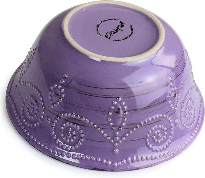 Elama Rustic Birch 16 Piece Stoneware Dinnerware Set in Purple, (EL-RUSTICBIRCH)