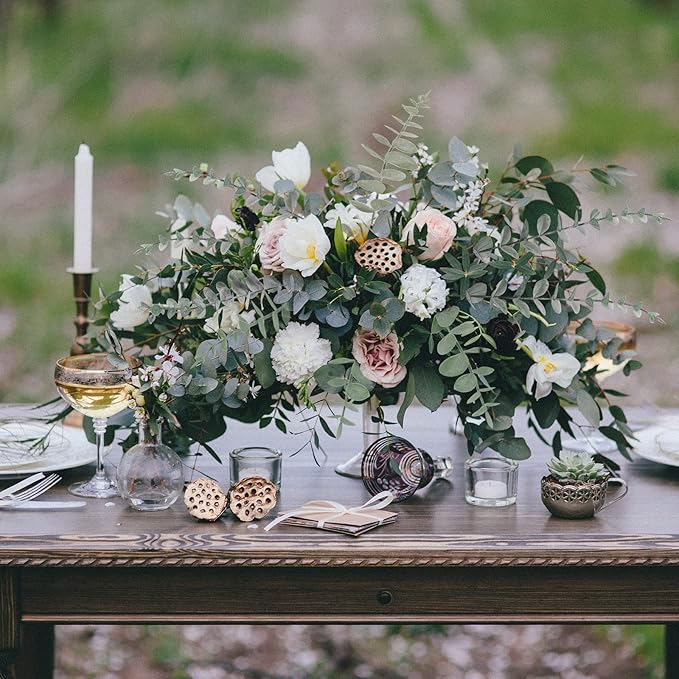 CEWOR 80pcs Artificial Eucalyptus Stems Fake Eucalyptus Leaves Stems Real Touch Leaf Branches for Flower Bouquet Wedding Easter Centerpiece Spring Home Office Decor