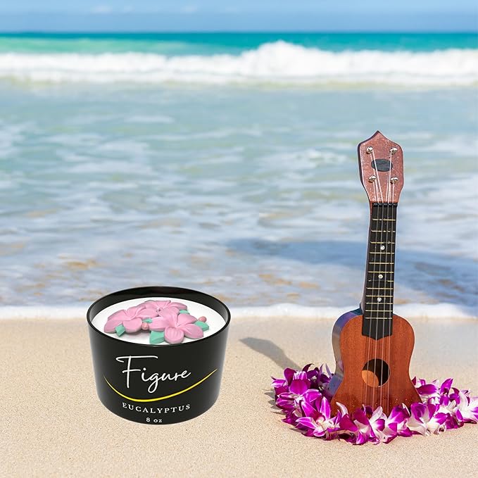 All Natural Scented Candle for Women | Hand-Poured | Beeswax & Organic Soy Wax Blend | 100% Beeswax Wick | Floral, Mother's Day, Spring | Premium Gift Box Included | Hawaiian Flower - Eucalyptus