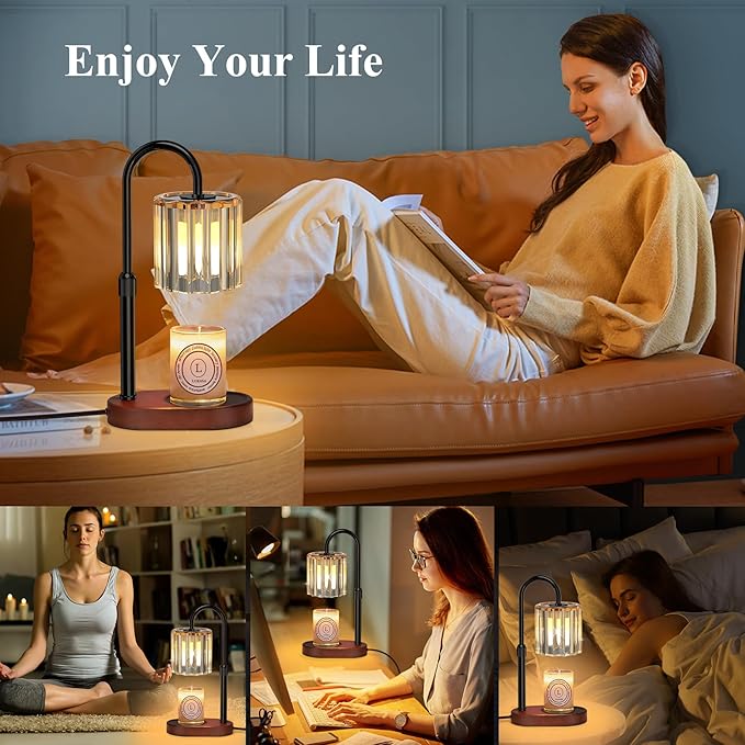 Lukasa Candle Warmer Lamp, with Timer Dimmer Adjustable Height, Birthday Gifts for Women, Mothers Day Gifts for Mom, House Warming Gift New Home, Wax Melt Warmer for Scented Jar Candles, with 2 Bulbs