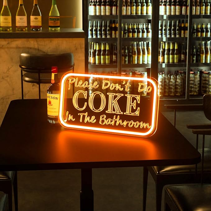 Please Don 't Do Coke in The Bathroom Neon Sign for Wall Decor, Neon Light Sign With Adjustable Brightness, Light Up Sign for Party Decor, Bathroom, Halloween Funny Neon Signs