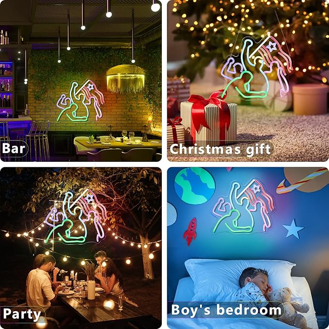 Donald Trum Fight Fight Fight, Neon Sign Led Lights for Wall Decor Neon LED Signs Room Light Up Signs Home Decorfor Bedroom Led USB Powered for Wall Decor Dimmable for Christmas Thanksgiving Birthday Party Girls Gifts with Dimmer (14.6* 12.6in)