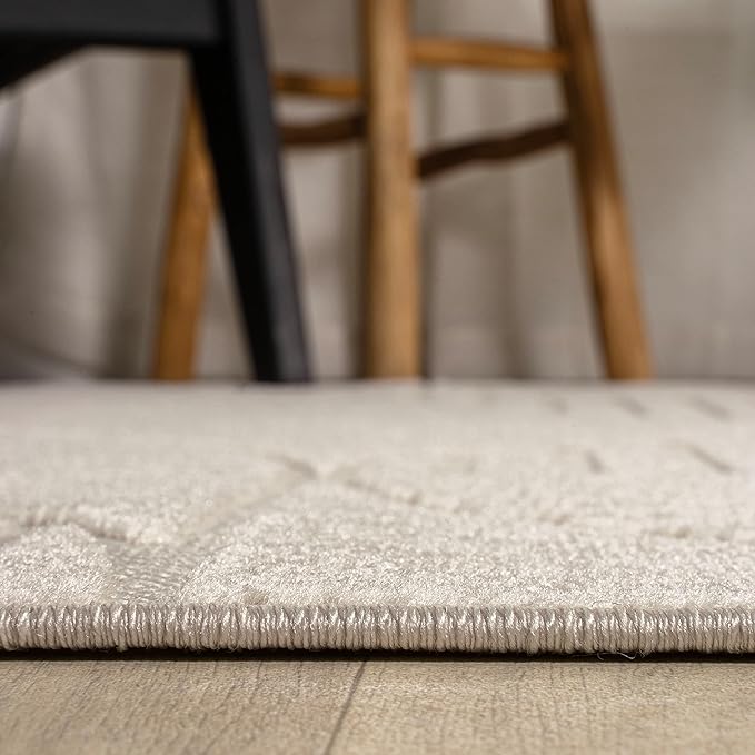 JONATHAN Y SCN104B-4 Nordby High-Low Geometric Arch Scandi Striped Indoor/Outdoor Area Rug, Modern, Contemporary,Geometric, Bohemian, Bedroom, Kitchen, Living Room,Non Shedding, Ivory/Cream, 4' x 6'