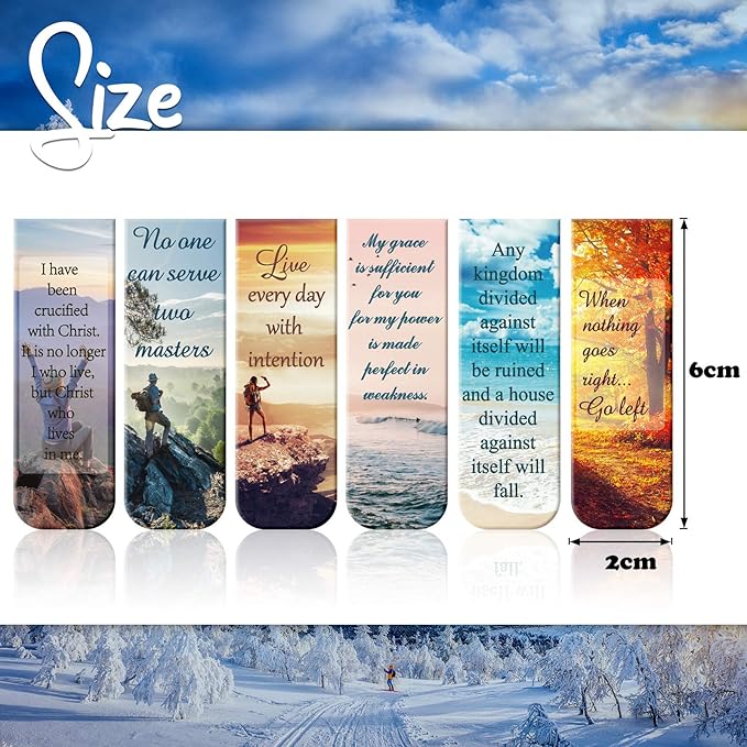 Zonon 12 Pcs Bible Magnetic Bookmarks Religious Verse Magnetic Bookmarks Page Clip Magnet Page Marker Assorted Inspirational Book Markers Set with Landscape for Reading School Supplies