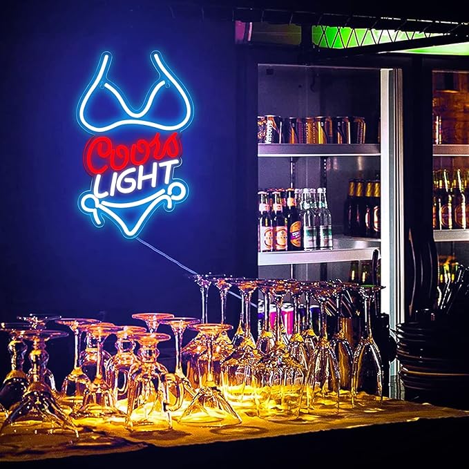 JFLLamp Bikini Crs LIGHT Neon Signs for Wall Decor Neon Lights for Business Led Signs Suitable for Man Cave Restaurant Office Bar Pub Led Art 5V Power Adapter 16.1 * 9.8 Inch(Azure+Red+White)