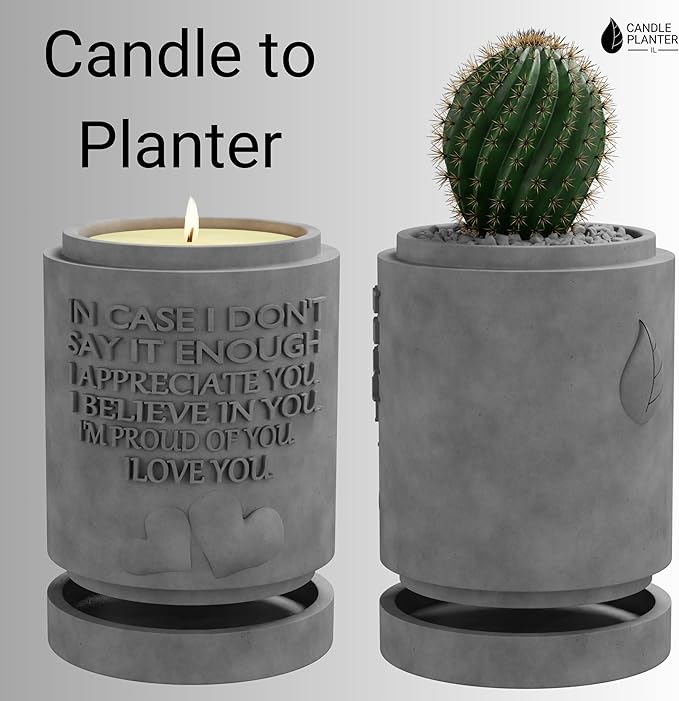 Candle Planter Triple Purpose Romantic, Aromatherapy Candles - Natural Soy Wax, Long-Lasting 50-Hour Burn, Sandalwood Scents - Gifts for Him, Her, Couple, Husband and Wife Birthday Gift Ideas