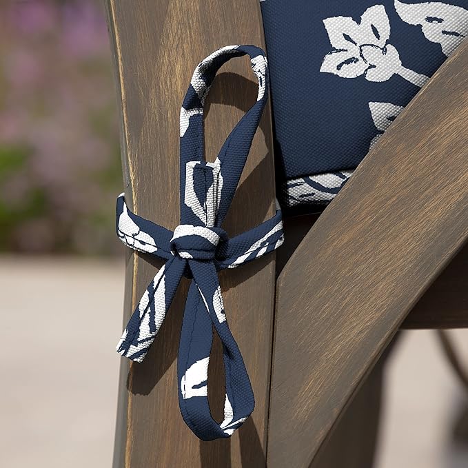 Arden Outdoor Dining Chair Cushion, 21 x 21, Rain-Proof, Fade Resistant 21 x 21, Sapphire Blue Ashland Jacobean