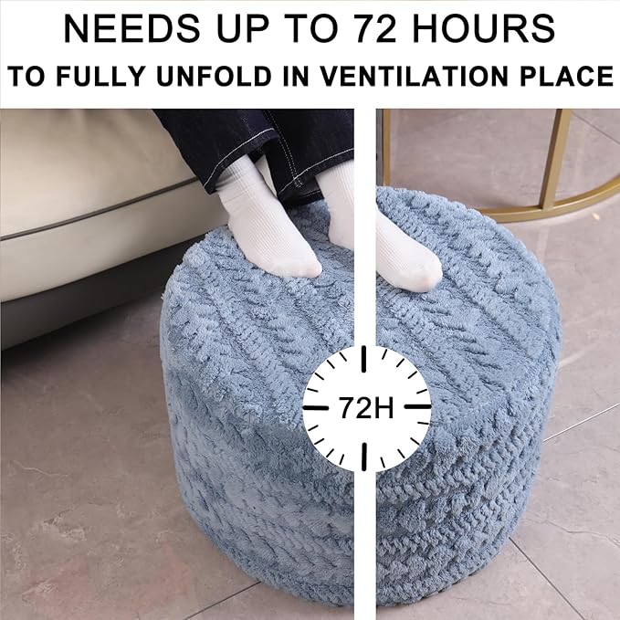 Asuprui Round Footstool Ottoman, 20x14 Inches Multi-Functional Modern Foot Stool,Floor Poufs, Sofa Footrest Extra Seating for Living Room, Entryway, Hallways and Bedrooms (Blue)