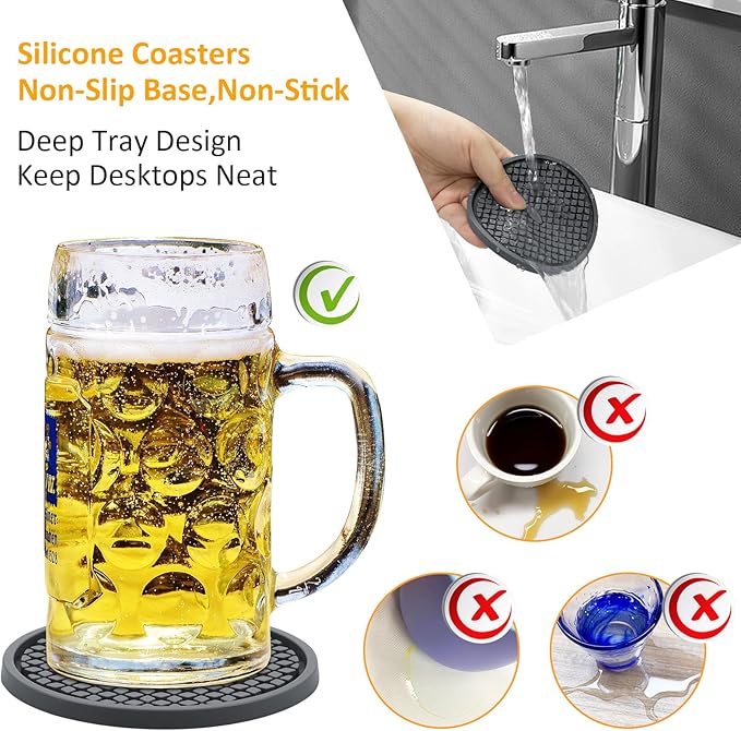 Coasters for Drinks,Black Coasters for Coffee Table -Soft Coasters Set Cup Mat -Coffee Table Coasters for Drinks Absorbent -Kitchen Decor -Coffee Table Decor (Stardust, 2Pack)