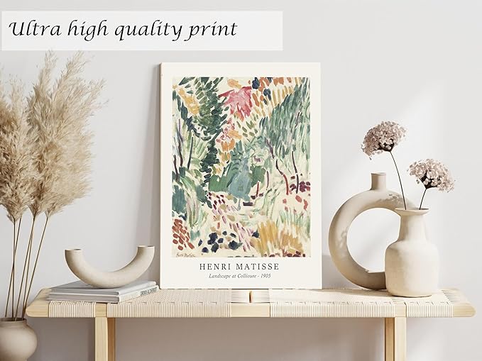 Induslyfe Framed Sage Green Vintage Wall Art Canvas Decor Set of 3, Matisse Wall Art Prints Posters Mid Century Modern Art, Aesthetic Floral Botanical wall art for bedroom, living room, bathroom 12x16
