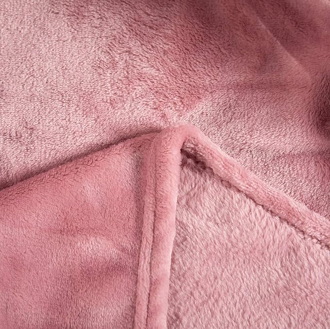 TASTHROW Large Flannel Fleece Throw Blanket, 50×70 Inch - Cozy Lightweight Thick Blanket - All Seasons Suitable for Women, Men and Kids (Two Pack, Pink)