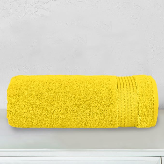 Elegant Comfort Premium Turkish Cotton 1 Piece Jumbo Bath Towel - 35 x 70 inch, Luxurious Hotel Spa Quality 100% Turkish Cotton Large Bath Towel - Highly Absorbent - Soft Bathroom Towel, Yellow