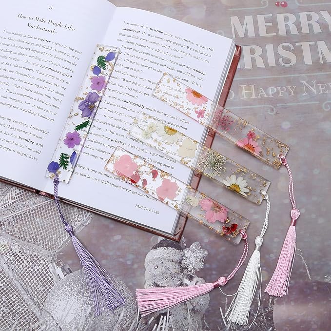 Book Marks for Book for Women, Kaluofan 3PCS Cute Bookmarks for Women, Durable Handmade Resin Bookmarks, Perfect Gift for Mothers Teachers Friends Book Lovers on Mother's Day Teachers'Day Christmas