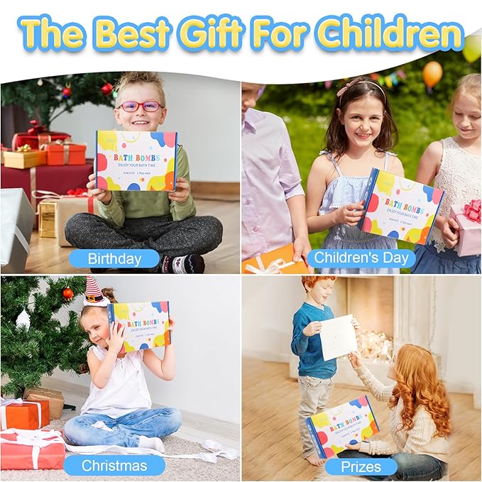 Bath Bombs for Kids - 15pcs Bath Bombs with Surprise Toys Inside, Kids Friendly & Non-Toxic Fizzy Shower Bombs for Girls Boys, Handmade Bubble Bombs Bath Gift for Birthday, Christmas