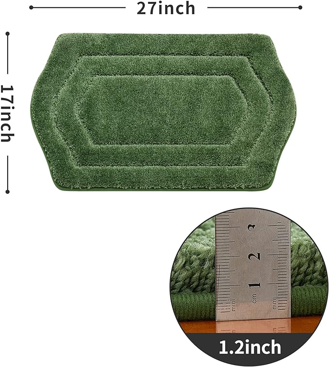 COSY HOMEER Extra Thick Bath Rugs for Bathroom - Anti-Slip Bath Linen Sets Mats Soft Plush Yarn Shaggy 100% Strong Polyester Living Room Bedroom Floor Water Absorbent(Green,17x27 - Inches)