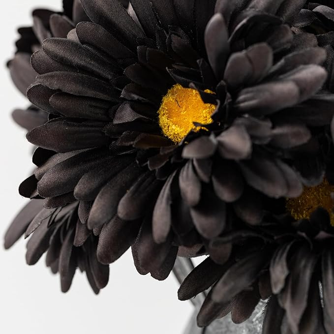 TOPIA Artificial African Daisies Flowers African Daisy Silk Flowers Artificial Gerbera Daisies Pack of 10 (Black)