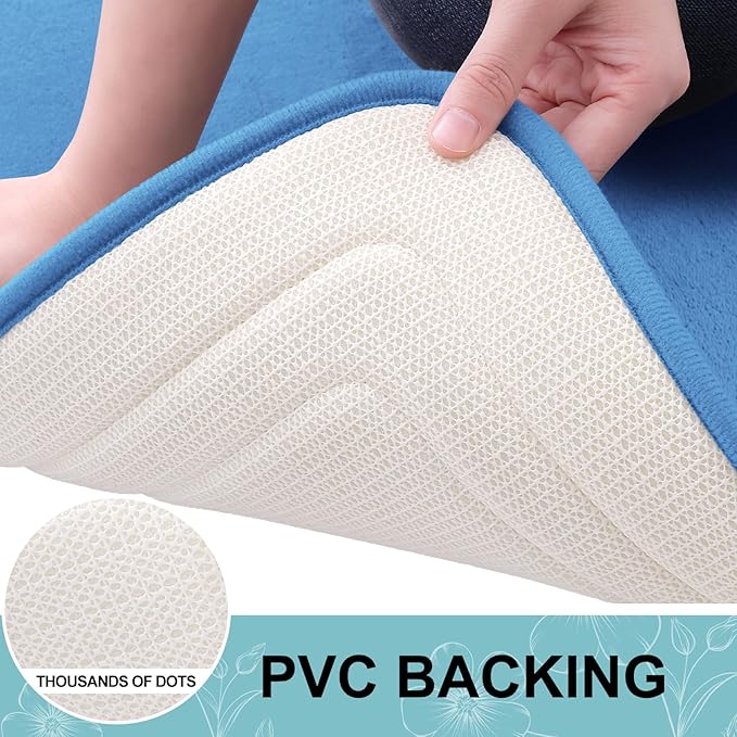 Grandaily Memory Foam Bath Mat Rug 30x20, Ultra Soft, Non-Slip and Absorbent Bathroom Rugs, Machine Wash Dry, Comfortable Bath Carpet for Bathroom Floor, Tub and Shower, Blue