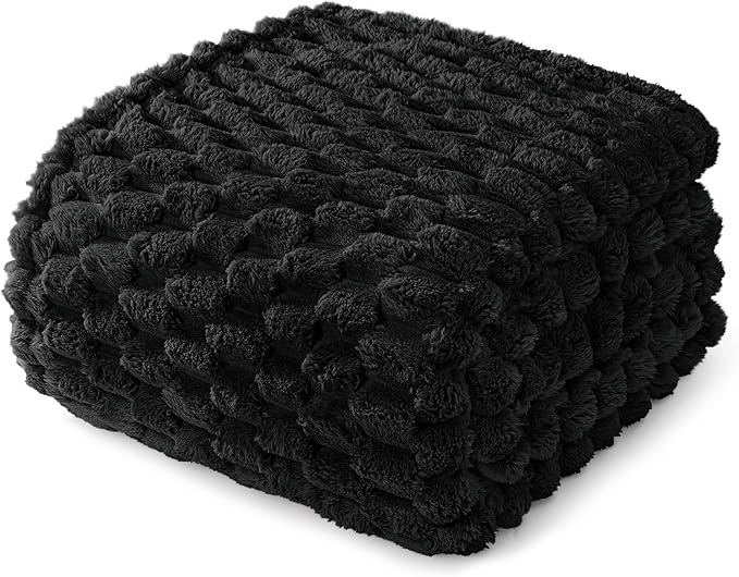 Whale Flotilla Throw Blanket for Couch with Jacquard Pattern, Fuzzy Soft Cozy Exquisite Blankets for All Season, Warm and Fluffy, 50x60 Inch, Black