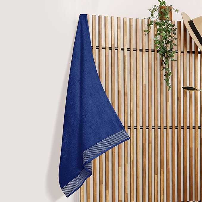 Belizzi Home Cotton 2 Pack Oversized Bath Sheet 35 x 70, Large Bath Sheet, Ultra Absorbent, Compact, Eco-Friendly and 100% Recyclable, Quick Drying and Lightweight Towel - Navy Blue