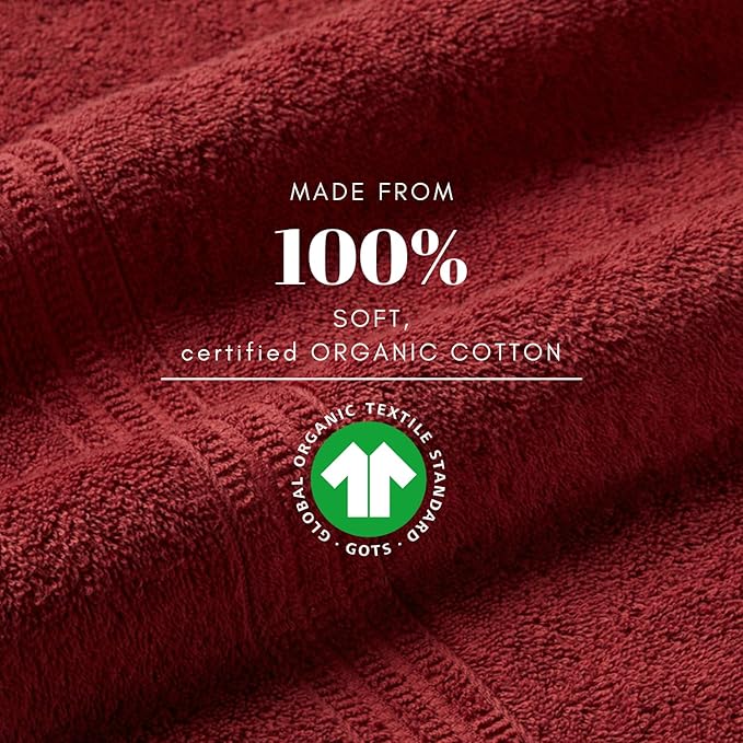HOMELOVER 8 Pack Washcloths - 100% Organic Cotton, 500 GSM, Hotel & Spa Quality, Soft, Quick Dry, Highly Absorbent Towels for Face & Hand Wash, Shower, Gym & Bathroom Essentials (Berry Red)
