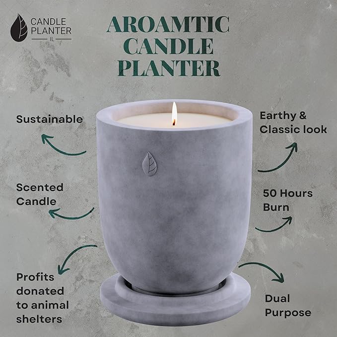 Matani Concrete Cement Candle Planter - Aromatherapy, Soy Candle & Dual Purpose Jar Candles, Strong Gift Candles - Grey Lavender