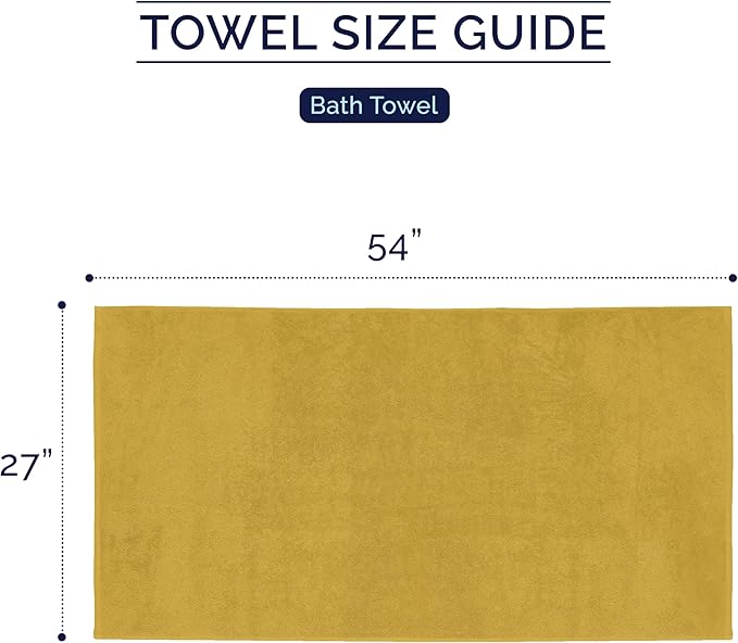Elegant Comfort Premium Turkish Cotton 2 Pack Bath Towel Set - 27 x 54 inch, Luxurious Hotel Spa Quality 100% Turkish Cotton 2PC Bath Towel Set - Highly Absorbent - Soft Bathroom Towels, Gold