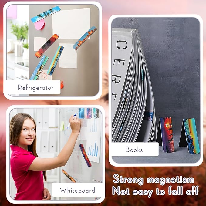 24 Pieces Magnetic Book Markers Adventure Magnetic Bookmarks Book Markers for Women Magnet Page Markers Set Book Marks for Book Lovers Assorted Book Marks for Reading Landscape