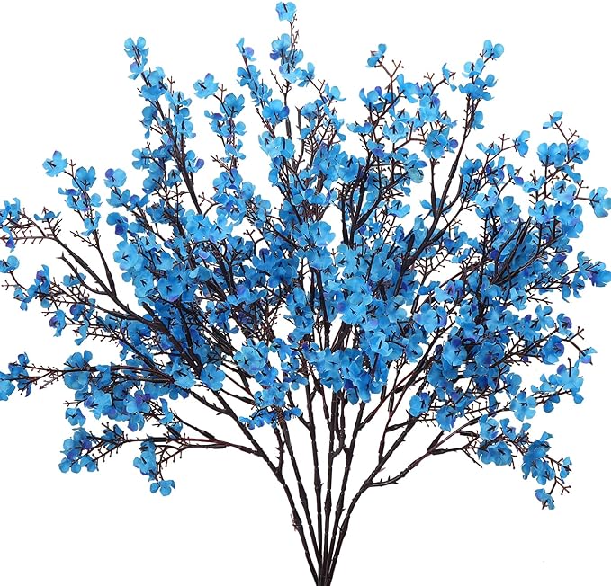 AILANDA 6 Bundles Baby Breath Flowers Artificial Bulk Fake Gypsophila Bouquets Sky Blue Real Touch Silk Floral Arrangements for Table Centerpieces Wedding Home Farmhouse Party DIY Decor